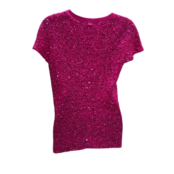 ESCADA  v-neck fuchsia sequined top, small, EUC - Picture 4 of 10